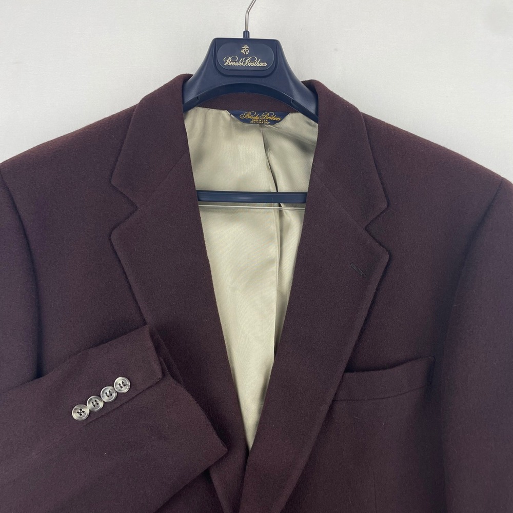 Brooks Brothers Mens 45L 100% Camel Hair Blazer Sport Coat Burgundy Made in USA